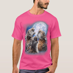 Camiseta 3 Lebres Uivando Para A Lua Lebre Coelho Coelhinho