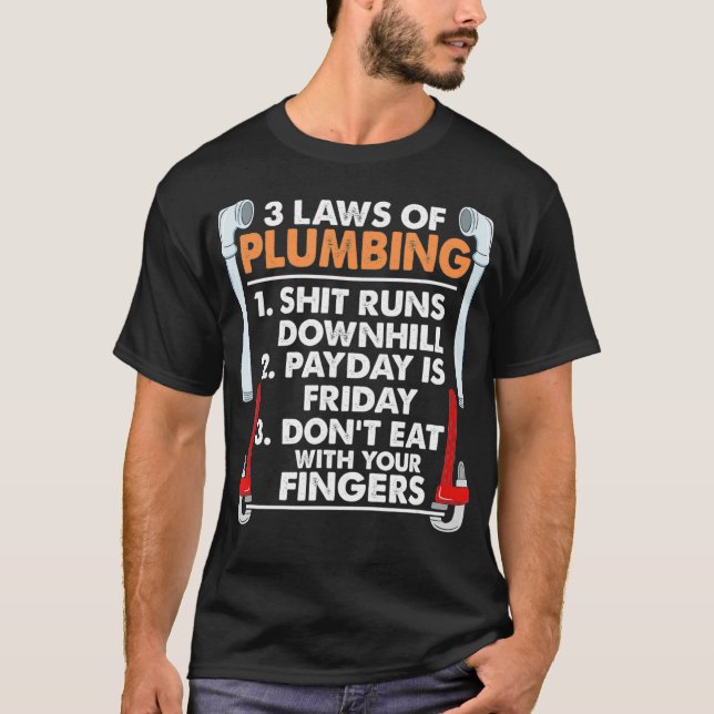 Camiseta 3 Leis De Canalização Engraçada Na Pipefitter (Frente)