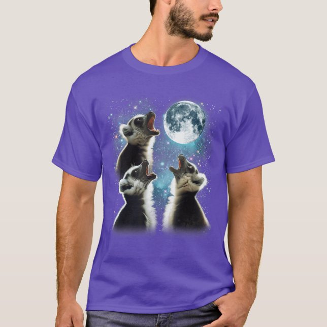 Camiseta 3 Lêmures Lêmure Uivando Cabeça Presentes Engraçad (Frente)