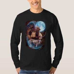 Camiseta 3 Lua Cervo Animal Rena Gráfico