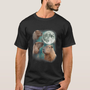 Camiseta 3 Lua de Capivara Roedores Gigantes Estranhos Uiva