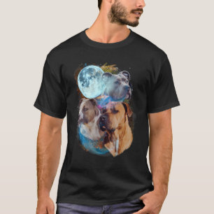 Camiseta 3 Lua Pitbull Cão Canino Puppy Gráfico Pet Humor