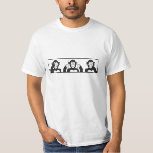 Camiseta 3 macacos - eu ver para não ouvir e falar nenhum