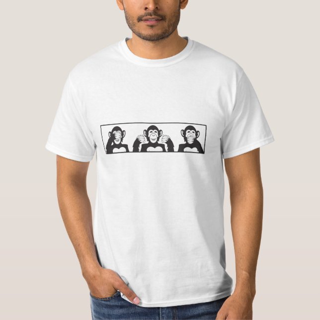 Camiseta 3 macacos - eu ver para não ouvir e falar nenhum (Frente)
