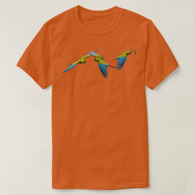 Camiseta 3 Macaw verde azul-voador e papagaio-de-arara amar (Frente do Design)