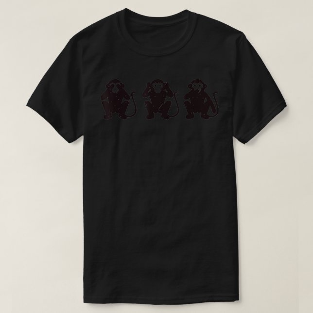 Camiseta 3 Monkeys Three Wise Monkeys See Hear Speak No Evi (Frente do Design)