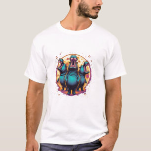 Camiseta 3 Moo Deng Moon Howling Moo Deng Hippo Memorial Me