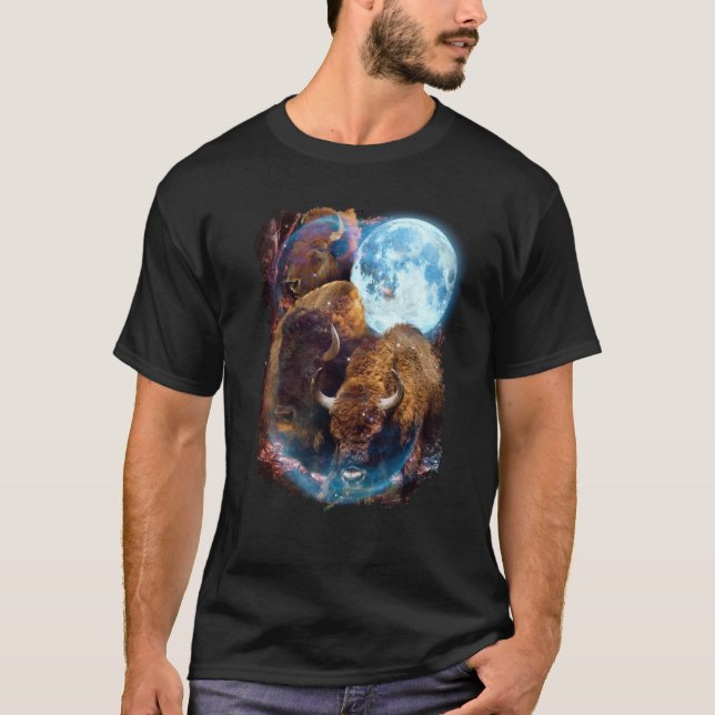 Camiseta 3 Moon Bison Buffalo Animal Bison (Frente)
