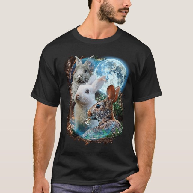 Camiseta 3 Moon Bunny Rabbit Graphic Animal (Frente)