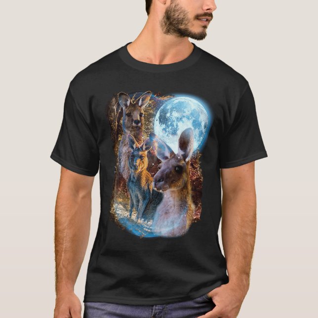 Camiseta 3 Moon Canguru Marsupial Wallabies Animal Humor (Frente)