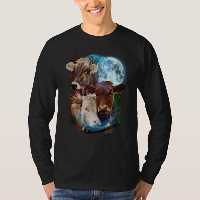 Camiseta 3 Moon Cow Livestock Cattle Animal (Frente)