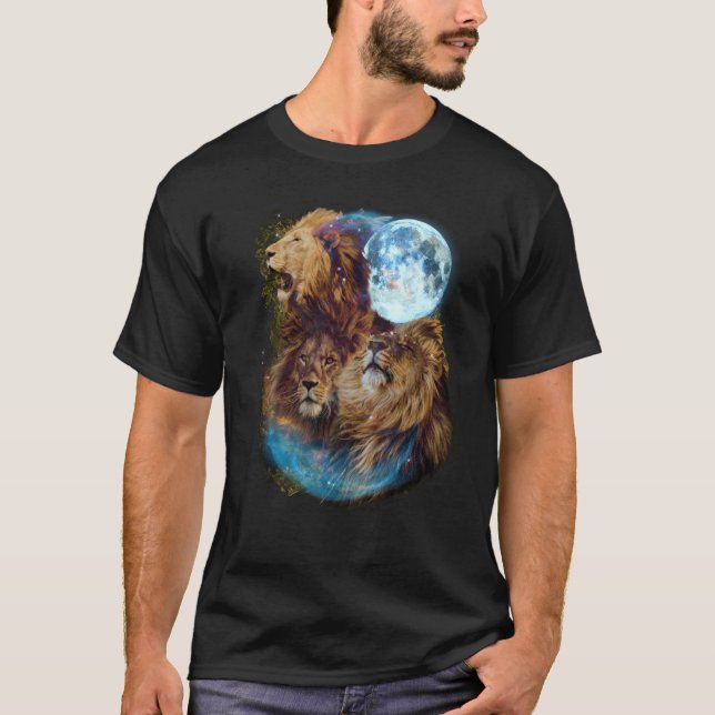 Camiseta 3 Moon Lion Felidae Wildcat Animal (Frente)