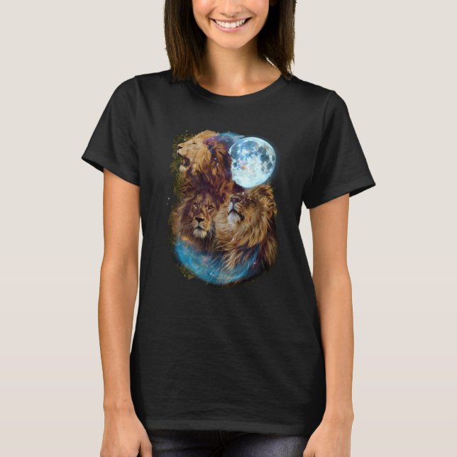 Camiseta 3 Moon Lion Felidae Wildcat Animal (Frente)