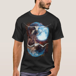 Camiseta 3 Moon Longhorn Gado Bisonte Animal