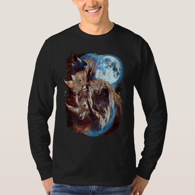 Camiseta 3 Moon Rhinoceros  Rhino Graphic Animal (Frente)