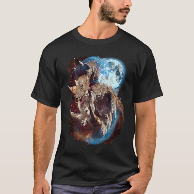 Camiseta 3 Moon Rhinoceros  Rhino Graphic Animal (Frente)