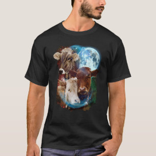 Camiseta 3 Moon Vaca Gado Bovino Animal
