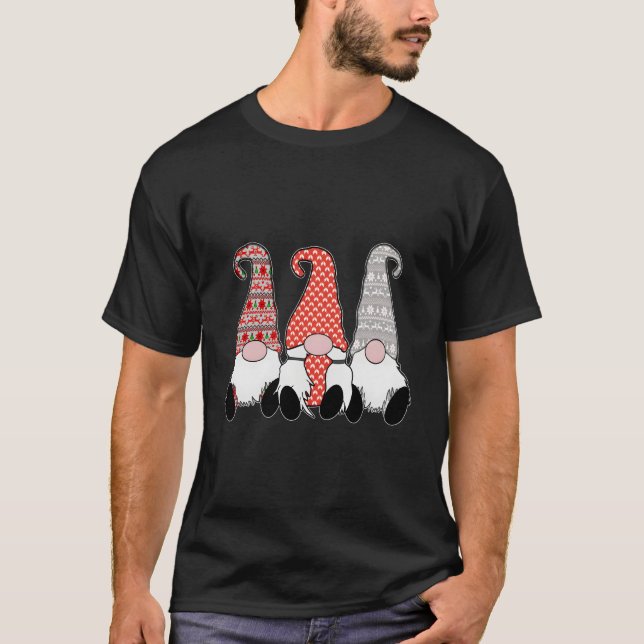Camiseta 3 Nórdicos Gnomos Sueco Tomte Nisse Cinza Red (Frente)