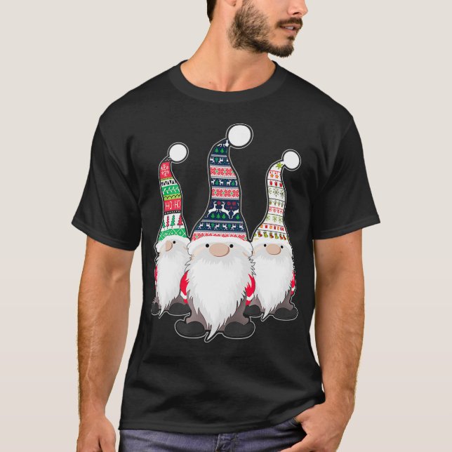 Camiseta 3 Nórdicos Gnomos Suecos Nisse Tomte Christmas Paj (Frente)