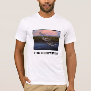 Camiseta 3 P-38 Relâmpagos Voando em Formação