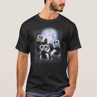 Camiseta 3 Pandas Howling At The Moon Funny Panda Bear Love