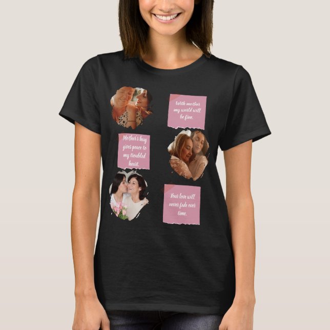Camiseta 3 Photos Collage Heart Shape Happy Mother's Day  (Frente)