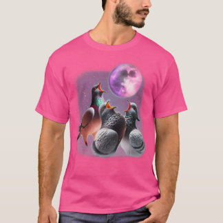 Camiseta 3 Pigeons Howling At The Moon Funny Pigeon Bird Lo