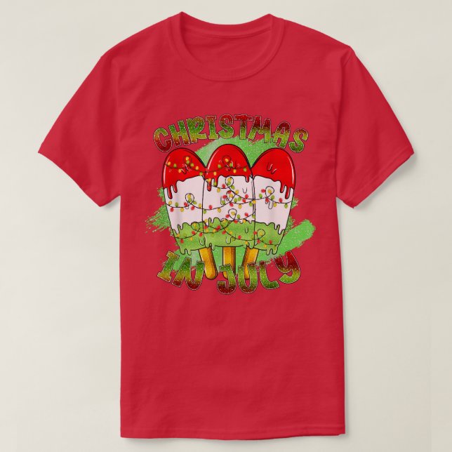 Camiseta 3 Popsicles Christmas In July Xmas Lights Ice Pops (Frente do Design)