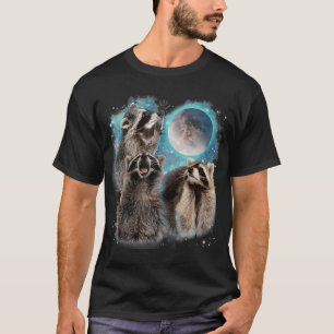 Camiseta 3 Racoon Moon Howcoon Head Engraçado Por Homens W