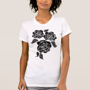 Camiseta 3 rosas pretos