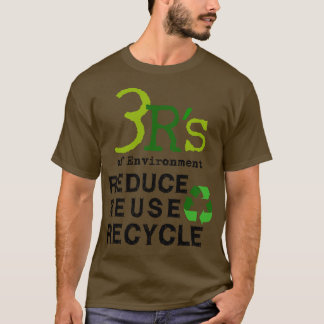 Camiseta 3 Rs de ambiente Reduza o Reciclar de reutilização
