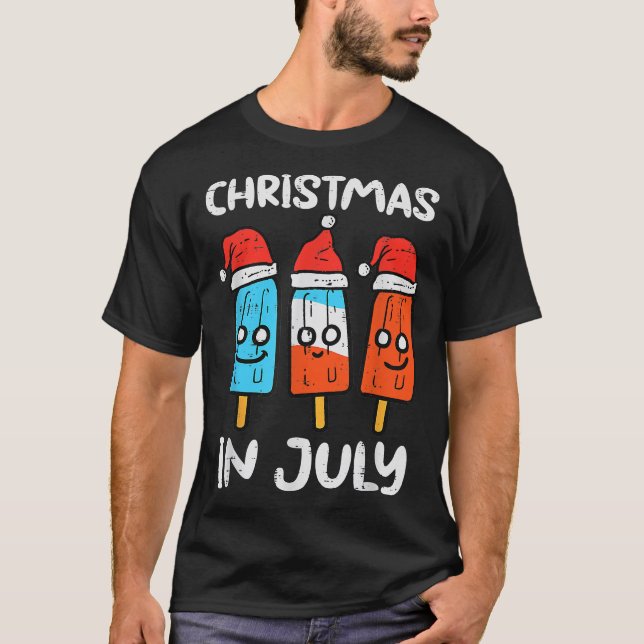 Camiseta 3 Santa Popsicles Christmas In July Cute Summer Xm (Frente)