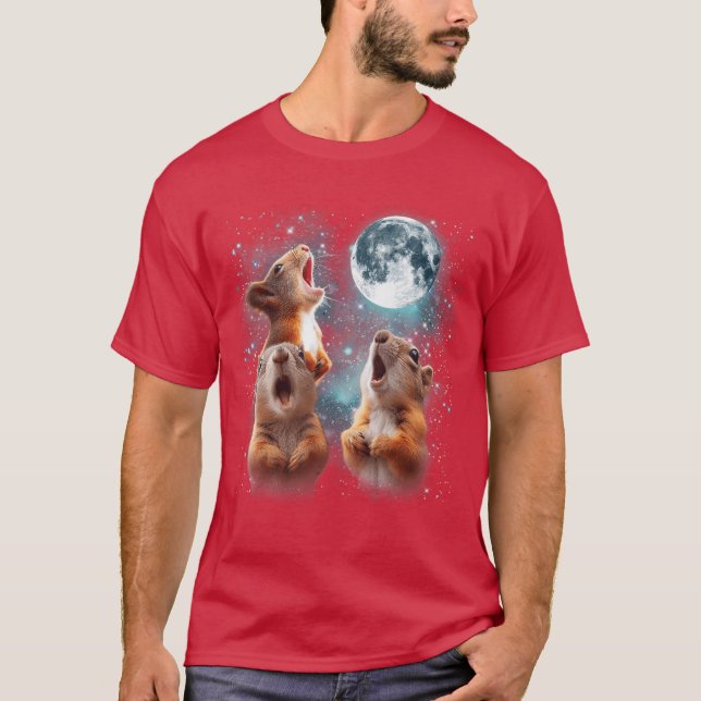 Camiseta 3 Squirrel Moon Howling Squirrel Head Funny for Me (Frente)