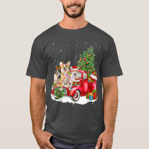Camiseta 3 Welsh Corgi Truck Christmas Light Reindeer