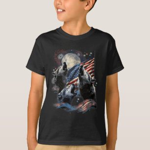 Camiseta 3 Wolf Moon 4 De Julho Bandeira Americana Howling