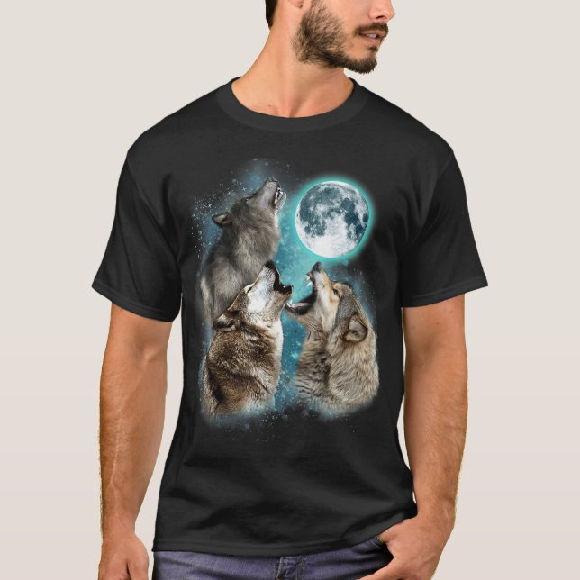 Camiseta 3 Wolf Moon Howling Wolf Head Wolf (Frente)