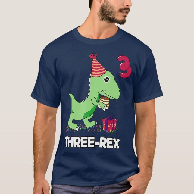 Camiseta 3 year old birthday gift Boy  Dinosaur Three Rex (Frente)