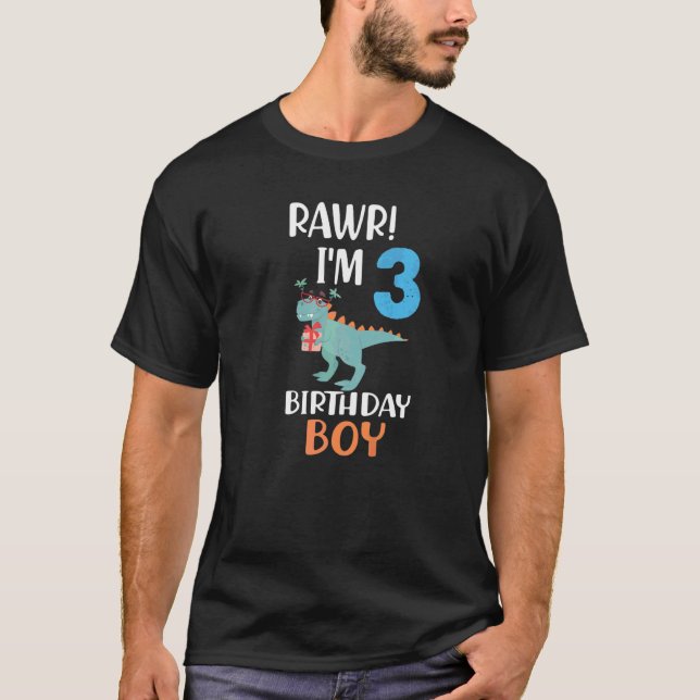 Camiseta 3 Year Old Rex Dinosaur 3rd Bday Party Boy Quote (Frente)
