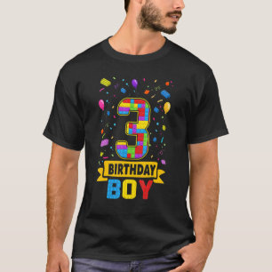 Camiseta 3 Years Old Building Blocks 3rd Birthday Boy Maste