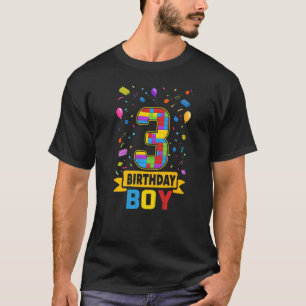 Camiseta 3 Years Old Building Blocks 3rd Birthday Boy Maste