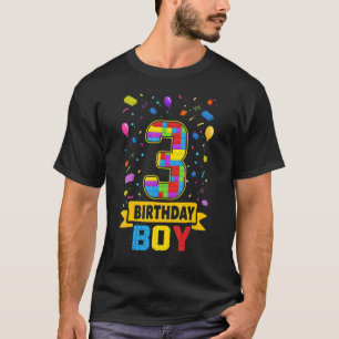 Camiseta 3 Years Old Building Blocks 3rd Birthday Boy Maste