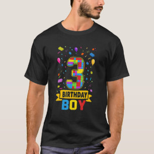 Camiseta 3 Years Old Building Blocks 3rd Birthday Boy Maste