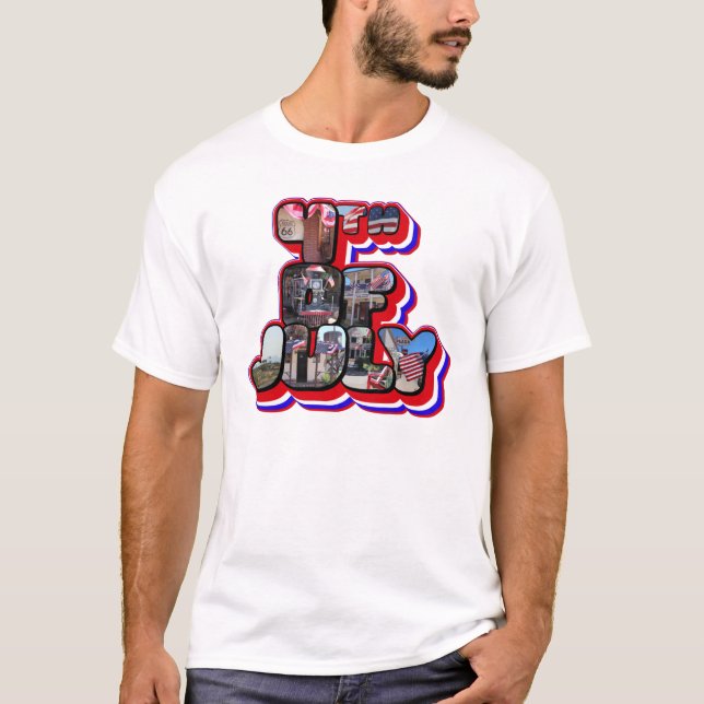 Camiseta 3D 4º De Julho Grande Letra T-Shirt (Frente)