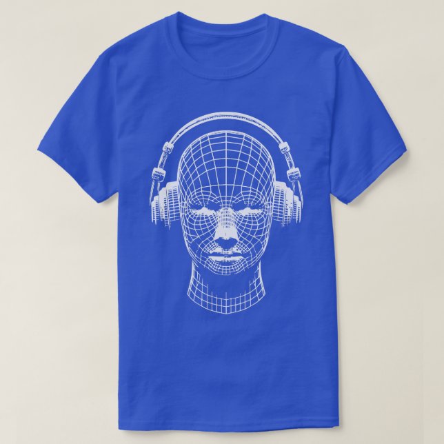 Camiseta 3d cabeça com design de fones de ouvido (Frente do Design)