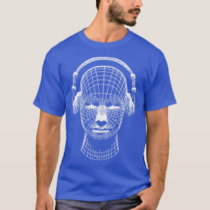 Camiseta 3d cabeça com design de fones de ouvido