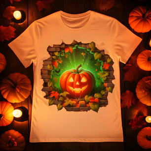 Camiseta 3d Design de Abóbora de Halloween