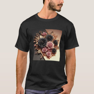 Camiseta 3d Douradas Rosas Pretas Rosa Negras #11 Sticker