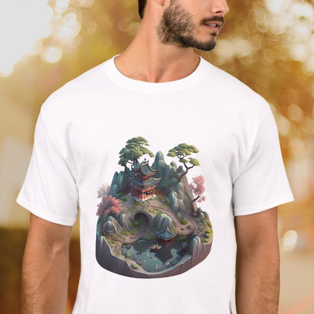 Camiseta 3D Paisagem Chinesa Fantasia e Bonita (Criador carregado)