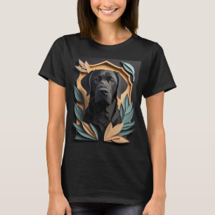 Camiseta 3D Papel Arte Preta Labrador Design