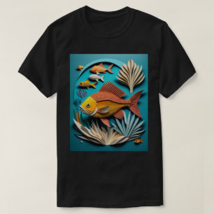 Camiseta 3D Papel e Design de peixe